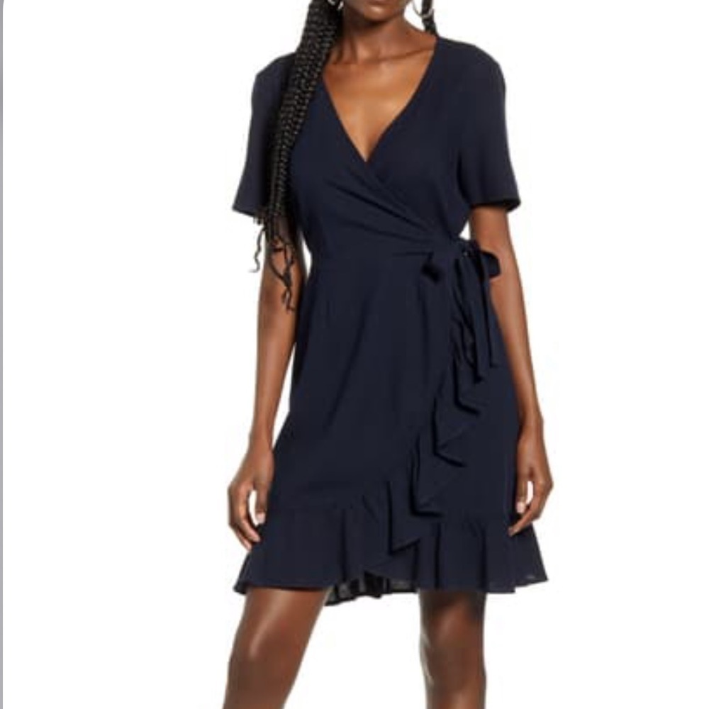 NWT VERO MODA Helen Faux Wrap Minidress Night Sky